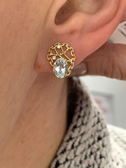 *Серьги Аквамарин цв Лимонное арт. 565с-031 вес 2,64 г - фото 179416