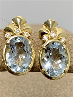 *Серьги Аквамарин цв Лимонное арт. 653с-594 вес 2,97 г - фото 179435