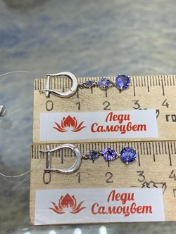 *Серьги Танзанит цв Белое арт. 407с-913 (вес 2,33 г) - фото 179846