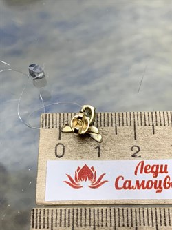 *Серьга Пусета Мотылек Зеленый Сапфир цв Лимонное арт. 511с-263-0,87 (вес 0,87 г) - фото 180342