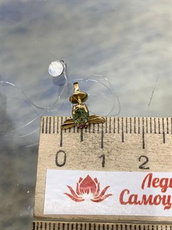 *Серьга Пусета Мотылек Зеленый Сапфир цв Лимонное арт. 511с-263-0,87 (вес 0,87 г) - фото 180343