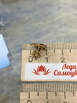 *Серьга Пусета Паучок Розовый Турмалин Рубеллит цв Лимонное, арт. 512с-935 (вес 0,7 г) - фото 180384