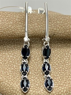 *Серьги Синий Сапфир цв Белое арт. 2-107-321-02-433 (вес 3,16 г) - фото 180591 *Серьги Синий Сапфир цв Белое арт. 2-107-321-02-433 (вес 3,16 г) - фото 180591