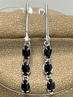 *Серьги Синий Сапфир цв Белое арт. 2-107-321-02-433 (вес 3,16 г) - фото 180592 *Серьги Синий Сапфир цв Белое арт. 2-107-321-02-433 (вес 3,16 г) - фото 180592