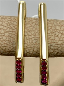 *Серьги Прищепки Рубин цв Лимонное арт. 2843334-021 вес 2,54 г - фото 180891