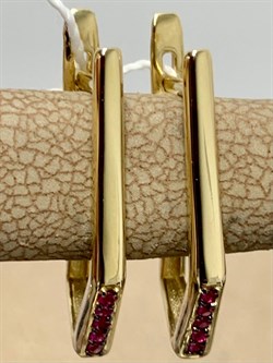 *Серьги Прищепки Рубин цв Лимонное арт. 2843334-021 вес 2,54 г - фото 180892