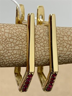 *Серьги Прищепки Рубин цв Лимонное арт. 2843334-021 вес 2,54 г - фото 180894