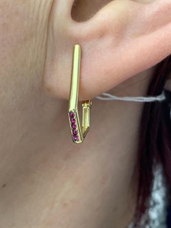 *Серьги Прищепки Рубин цв Лимонное арт. 2843334-021 вес 2,54 г - фото 180895