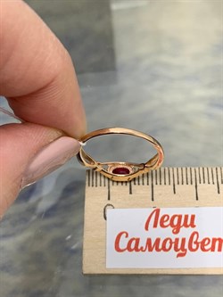 *Кольцо р.16,5 Рубин цв Красное арт. 1841311-848 вес 1,24 г - фото 180935