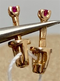 *Пусеты Рубин цв Красное арт. 284 24-091-269 вес 0,74 г - фото 180983