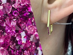 *Серьги Прищепки Рубин цв Лимонное арт. 2843334-021 вес 2,54 г - фото 181015