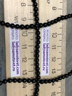 Бусы р.42 д.3,5 Черный Турмалин Шерл Бразилия арт: 074715-р.42-3 - фото 181121