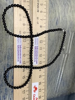 Бусы р.42 д.3,5 Черный Турмалин Шерл Бразилия арт: 074715-р.42-3 - фото 181122