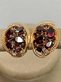 *Серьги Гранат цв Красное арт. 02-3948-00-204-1110-46-691 вес 4,62 г - фото 181384
