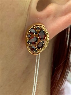 *Серьги Гранат цв Красное арт. 02-3948-00-204-1110-46-691 вес 4,62 г - фото 181385