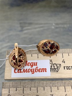 *Серьги Гранат цв Красное арт. 02-3948-00-204-1110-46-691 вес 4,62 г - фото 181387