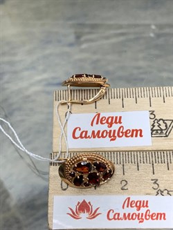 *Серьги Гранат цв Красное арт. 02-3948-00-204-1110-46-691 вес 4,62 г - фото 181388