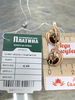 *Серьги Гранат цв Красное арт. 02-3601-00-210-1110-46-968 вес 4,44 г - фото 181676 *Серьги Гранат цв Красное арт. 02-3601-00-210-1110-46-968 вес 4,44 г - фото 181676