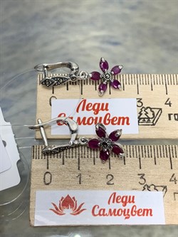 *Серьги Микс Марказит Корунд Рубин арт. HE1540-614 вес 5,17 г - фото 181795 *Серьги Микс Марказит Корунд Рубин арт. HE1540-614 вес 5,17 г - фото 181795