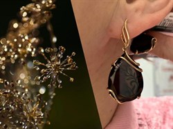 *Серьги Раухтопаз Дымчатый Кварц цв Красное арт. 02-3658-00-202-1110-46-626 вес 10,26 г - фото 182137