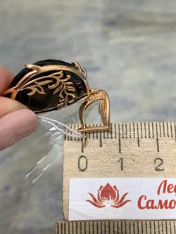 *Серьги Раухтопаз Дымчатый Кварц цв Красное арт. 02-3658-00-202-1110-46-626 вес 10,26 г - фото 182142