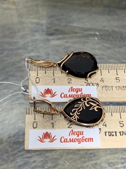 *Серьги Раухтопаз Дымчатый Кварц цв Красное арт. 02-3658-00-202-1110-46-626 вес 10,26 г - фото 182144