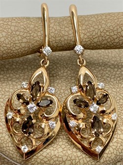 *Серьги Дымчатый Кварц цв Красное арт. 02-3536-00-208-1110-46-076 вес 5,19 г - фото 182161 *Серьги Дымчатый Кварц цв Красное арт. 02-3536-00-208-1110-46-076 вес 5,19 г - фото 182161