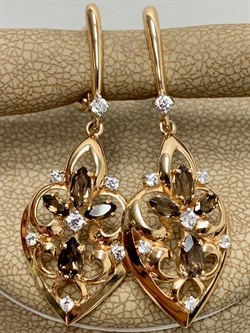 *Серьги Дымчатый Кварц цв Красное арт. 02-3536-00-208-1110-46-076 вес 5,19 г - фото 182162 *Серьги Дымчатый Кварц цв Красное арт. 02-3536-00-208-1110-46-076 вес 5,19 г - фото 182162