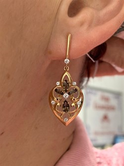 *Серьги Дымчатый Кварц цв Красное арт. 02-3536-00-208-1110-46-076 вес 5,19 г - фото 182163 *Серьги Дымчатый Кварц цв Красное арт. 02-3536-00-208-1110-46-076 вес 5,19 г - фото 182163