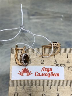 *Серьги Дымчатый Кварц цв Красное арт. 02-3027-00-208-1110-46-831 вес 3,45 г - фото 182176 *Серьги Дымчатый Кварц цв Красное арт. 02-3027-00-208-1110-46-831 вес 3,45 г - фото 182176