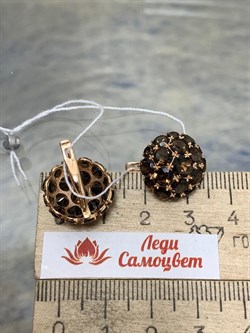 *Серьги Сферы Дымчатый Кварц цв Красное арт. 02-3188-00-202-1110-46-620 вес 4,86 г - фото 182233 *Серьги Сферы Дымчатый Кварц цв Красное арт. 02-3188-00-202-1110-46-620 вес 4,86 г - фото 182233