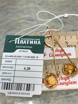 *Серьги Цитрин цв Красное арт. 02-4453-00-206-1110-46-493 вес 4,26 г - фото 182256 *Серьги Цитрин цв Красное арт. 02-4453-00-206-1110-46-493 вес 4,26 г - фото 182256
