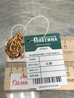 *Брошь Цитрин цв Красное арт. 04-0233-00-206-1110-57-844 вес 3,38 г - фото 182296 *Брошь Цитрин цв Красное арт. 04-0233-00-206-1110-57-844 вес 3,38 г - фото 182296