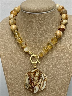 Колье р.50 д.8-10 Яшма Песочная Цитрин арт: 095398-4 - фото 182378 Колье р.50 д.8-10 Яшма Песочная Цитрин арт: 095398-4 - фото 182378
