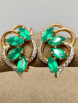 *Серьги Зеленый Агат цв Красное арт. 02-3396-00-275-1110-47-357 вес 3,3 г - фото 182524 *Серьги Зеленый Агат цв Красное арт. 02-3396-00-275-1110-47-357 вес 3,3 г - фото 182524