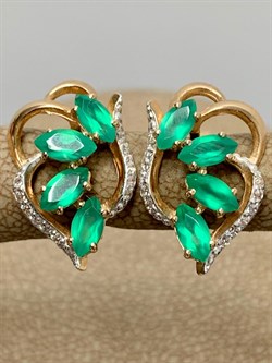 *Серьги Зеленый Агат цв Красное арт. 02-3396-00-275-1110-47-357 вес 3,3 г - фото 182526 *Серьги Зеленый Агат цв Красное арт. 02-3396-00-275-1110-47-357 вес 3,3 г - фото 182526
