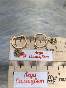 *Серьги Конго Зеленый Агат цв Красное арт. 02-3116-00-275-1110-47-618 вес 3,2 г - фото 182553