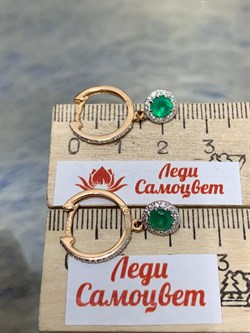 *Серьги Конго Зеленый Агат цв Красное арт. 02-3116-00-275-1110-47-618 вес 3,2 г - фото 182554