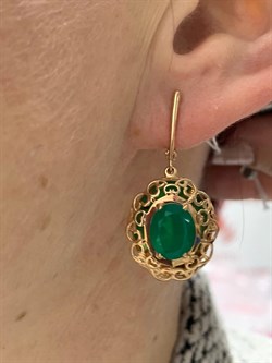 *Серьги Зеленый Агат цв Красное арт. 02-3663-00-274-1110-47-970 вес 5,34 г - фото 182578