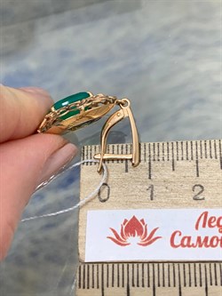 *Серьги Зеленый Агат цв Красное арт. 02-3663-00-274-1110-47-970 вес 5,34 г - фото 182579
