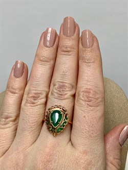 *Кольцо р.17,5 Зеленый Агат цв Красное арт. 01-4799-00-274-1110-47-917 вес 2,6 г - фото 182589 *Кольцо р.17,5 Зеленый Агат цв Красное арт. 01-4799-00-274-1110-47-917 вес 2,6 г - фото 182589