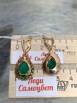 *Серьги Зеленый Агат цв Красное арт. 02-3599-00-274-1110-47-855 вес 4,59 г - фото 182606 *Серьги Зеленый Агат цв Красное арт. 02-3599-00-274-1110-47-855 вес 4,59 г - фото 182606