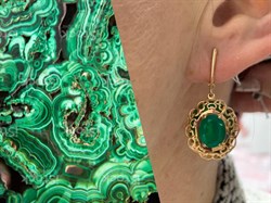 *Серьги Зеленый Агат цв Красное арт. 02-3663-00-274-1110-47-970 вес 5,34 г - фото 182685