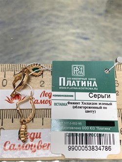 *Серьги Зеленый Агат цв Красное арт. 02-3401-00-275-1110-47-786 вес 2,76 г - фото 182708 *Серьги Зеленый Агат цв Красное арт. 02-3401-00-275-1110-47-786 вес 2,76 г - фото 182708