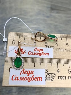 *Серьги Зеленый Агат цв Красное арт. 02-3034-00-275-1110-47-938 вес 3,01 г - фото 182774 *Серьги Зеленый Агат цв Красное арт. 02-3034-00-275-1110-47-938 вес 3,01 г - фото 182774