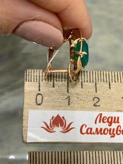 *Серьги Зеленый Агат цв Красное арт. 02-3603-00-275-1110-47-657 вес 4,41 г - фото 182788