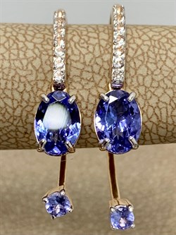 *Серьги Петли Танзанит цв Красное арт. 02-0001-00-718-1110-57-480 (вес 2,34 г) - фото 182840