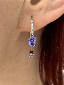 *Серьги Петли Танзанит цв Красное арт. 02-0001-00-718-1110-57-480 (вес 2,34 г) - фото 182878