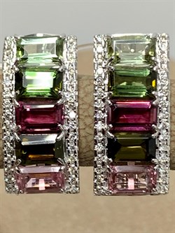 *Серьги Микс Турмалин цв Белое арт 2-208380-00-60-930 вес 3,15 г - фото 183024