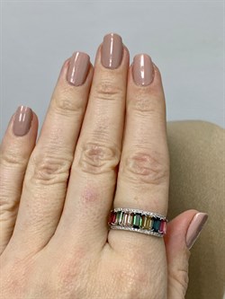 *Кольцо р.18 Турмалин цв Белое арт 1-208380-00-60-438 вес 2,38 г - фото 183025